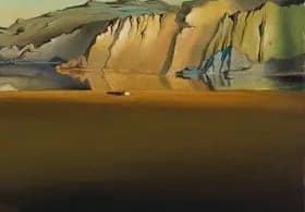 Detail: the yellow Catalan cliffs of Cap de Creus rising above still water in late afternoon light