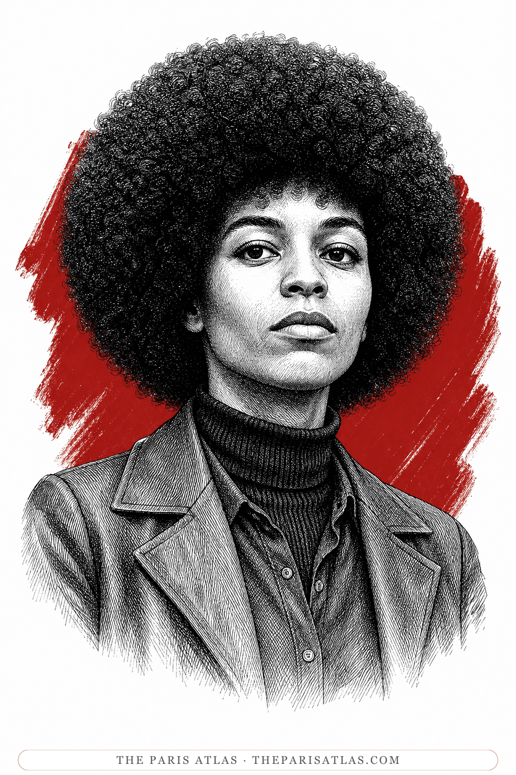 Illustrated portrait of Angela Davis