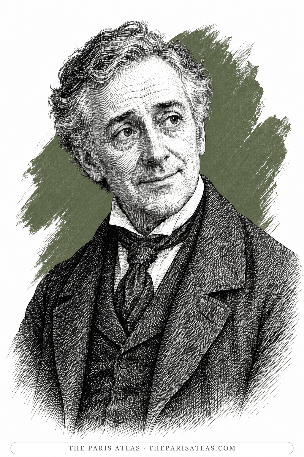 Illustrated portrait of Mr Dick