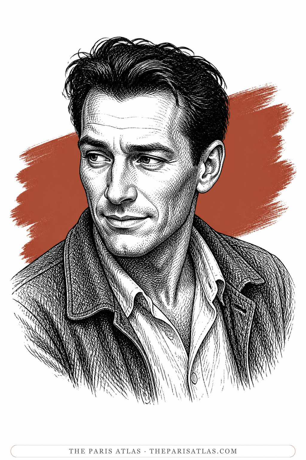 Illustrated portrait of Nelson Algren