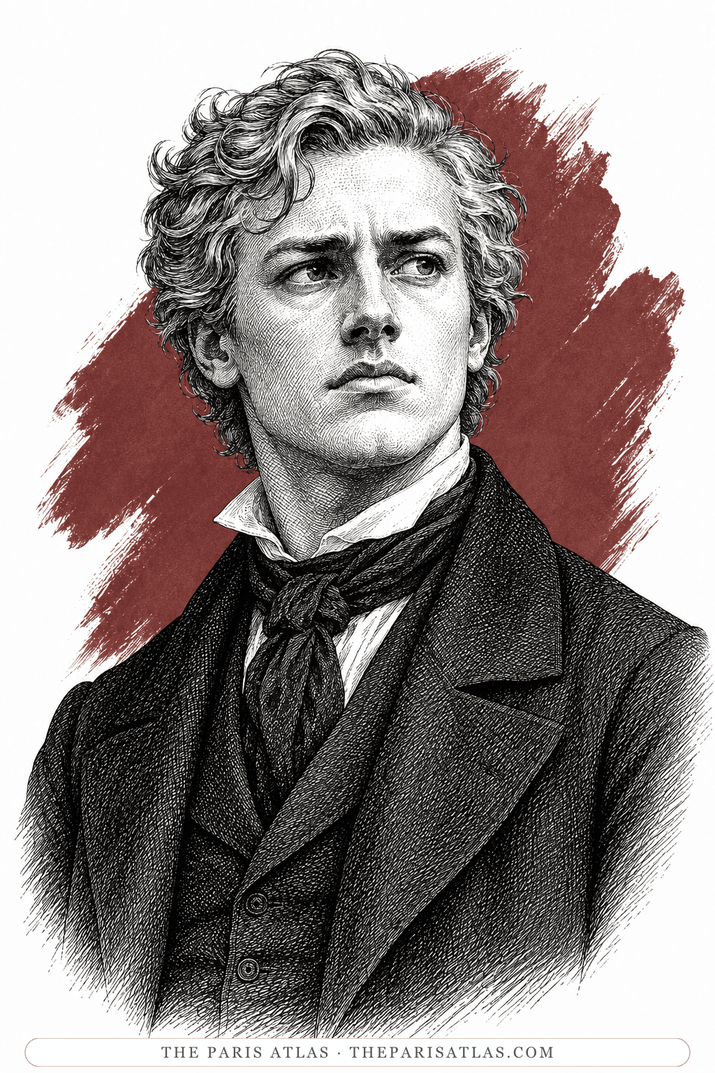 Illustrated portrait of Enjolras