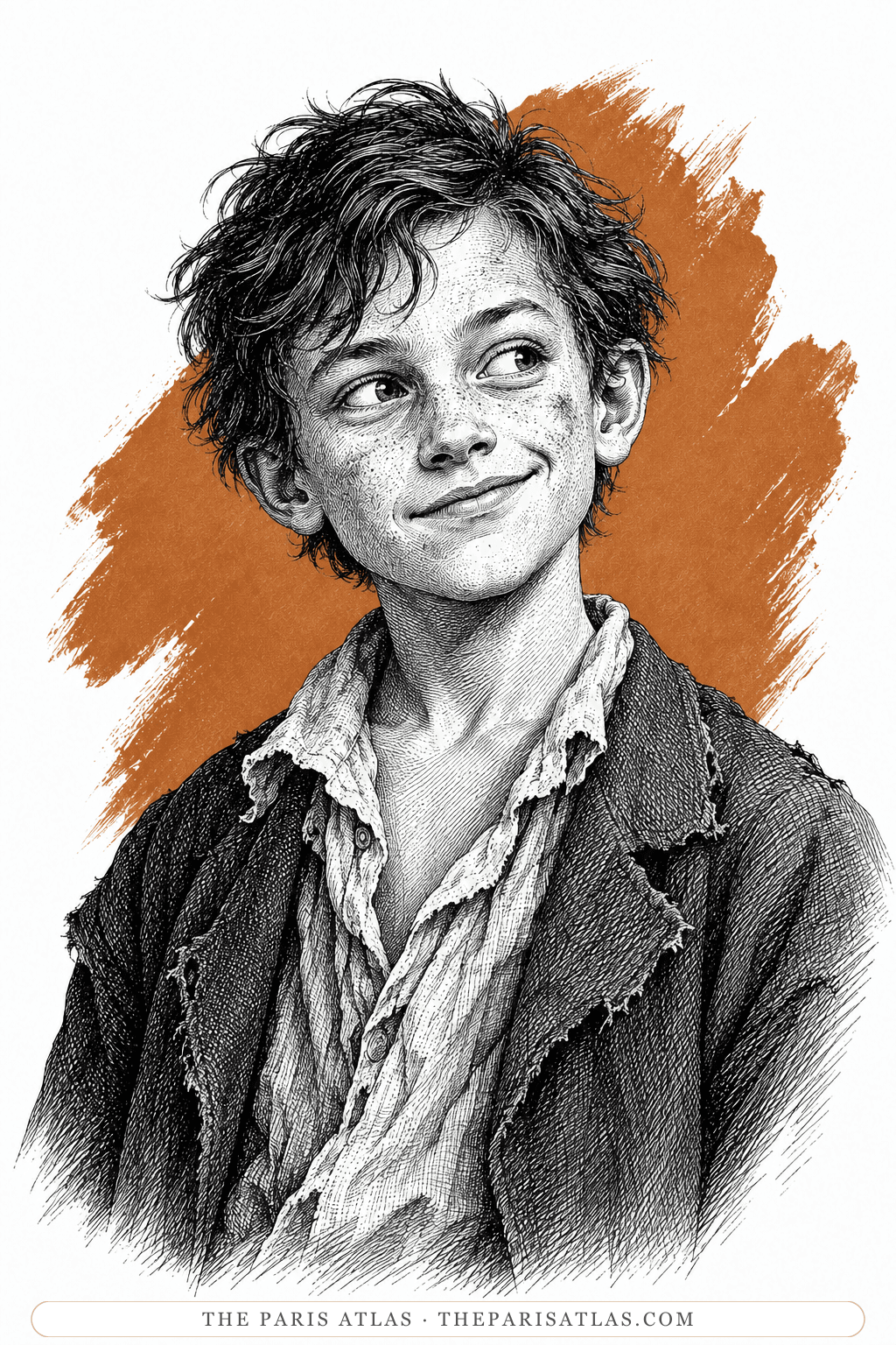 Illustrated portrait of Gavroche