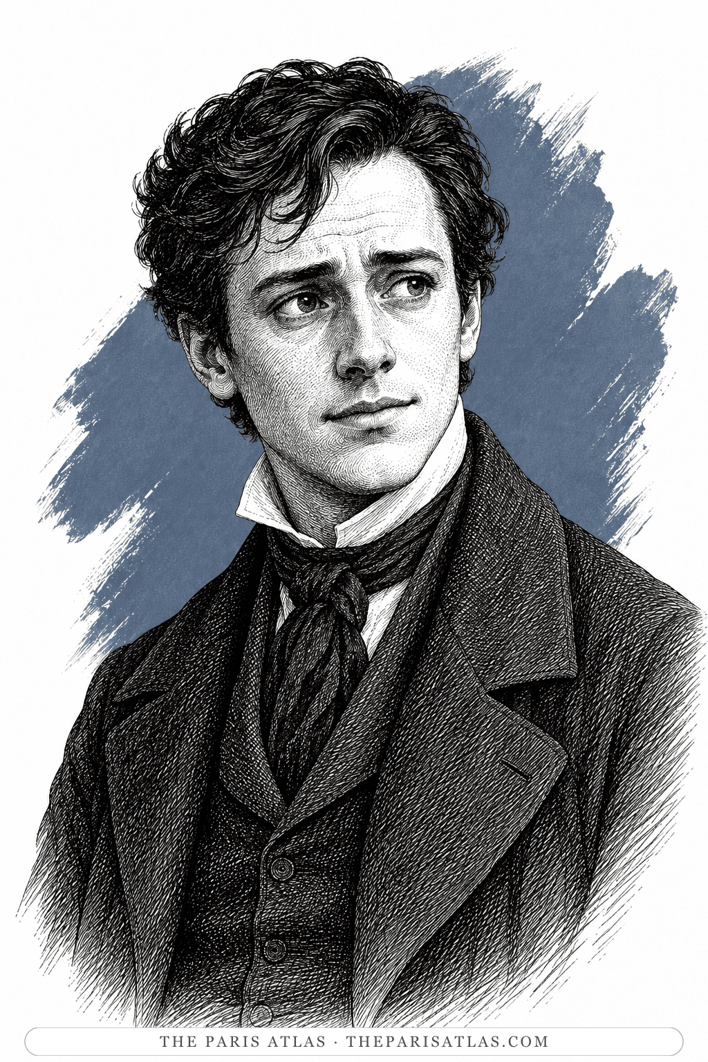 Illustrated portrait of Marius Pontmercy