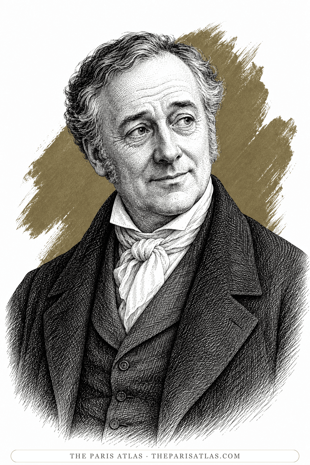 Illustrated portrait of Mr Brooke