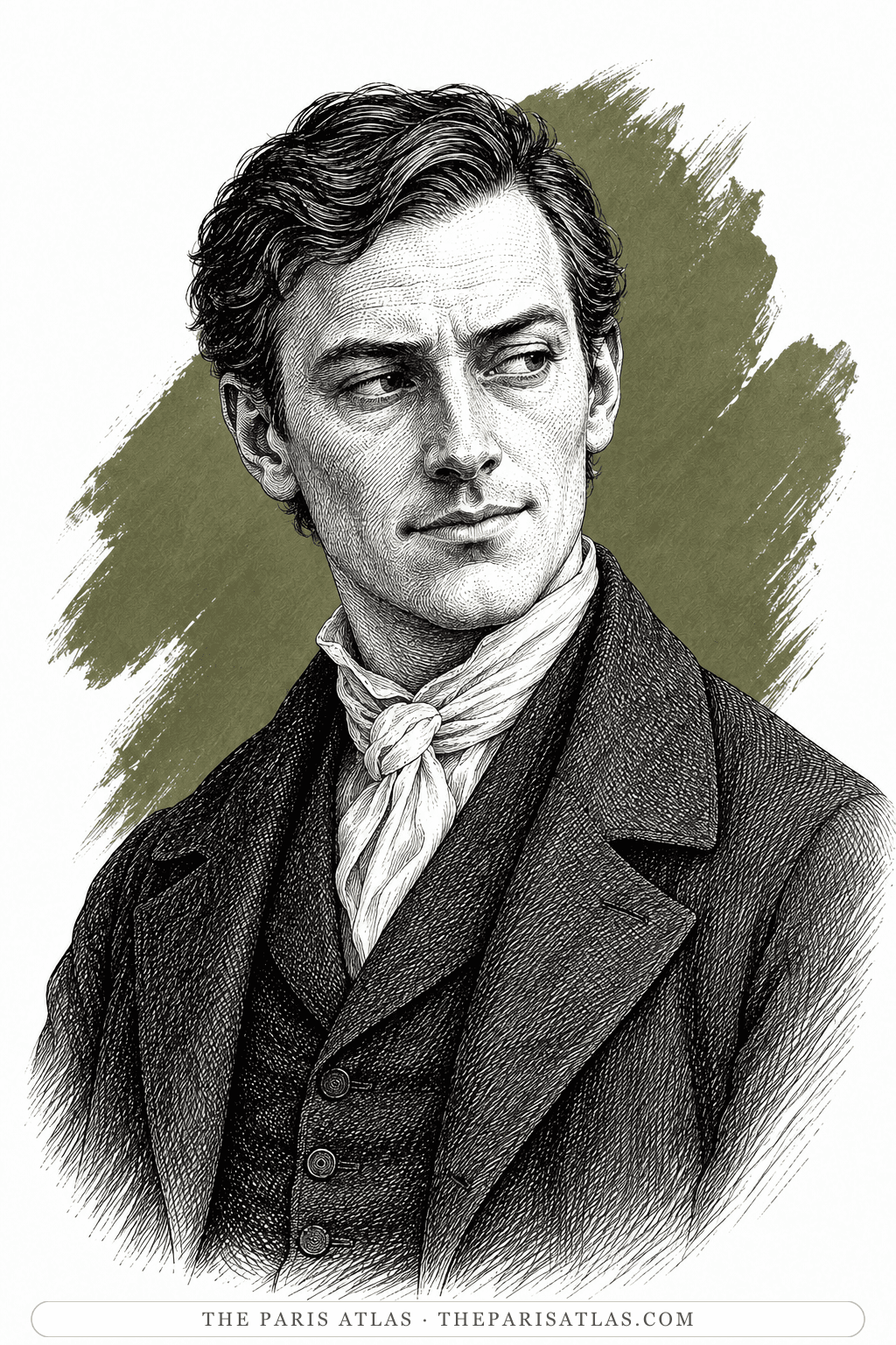 Illustrated portrait of William Dane