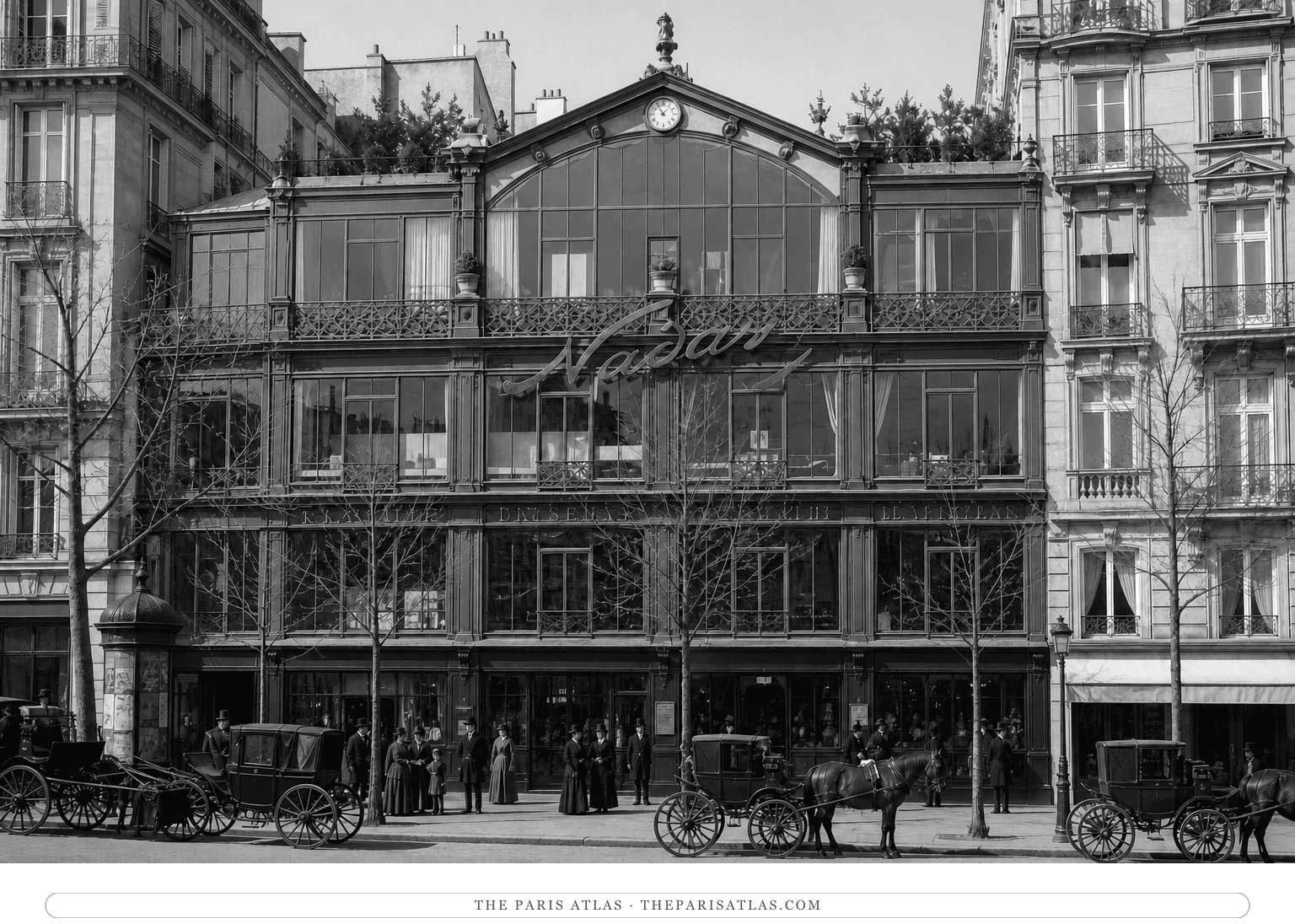 Black-and-white photorealistic reconstruction of Nadar's studio around 1874