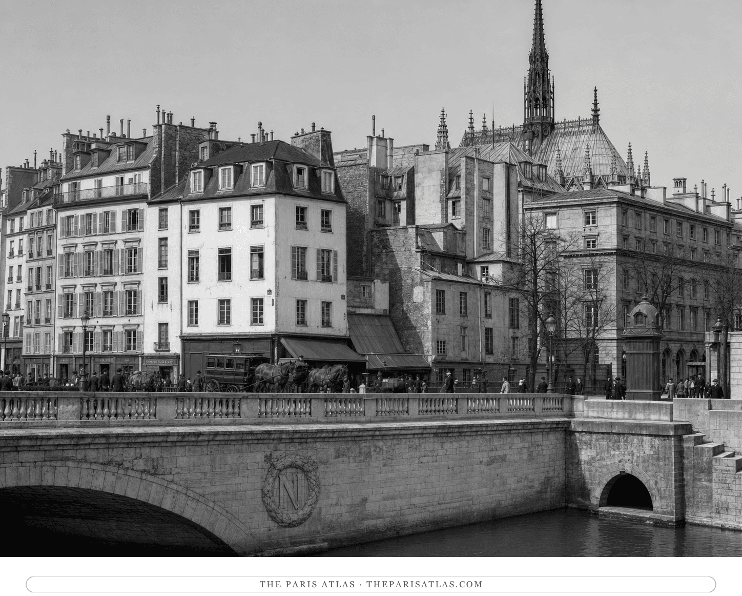Black-and-white reconstruction of the Académie Suisse building at 4 quai des Orfèvres circa 1861
