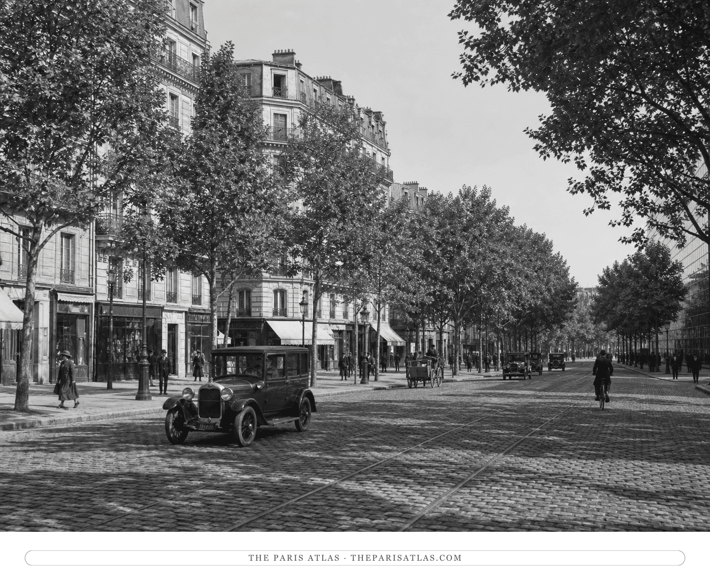 Black-and-white reconstruction of Boulevard de Port-Royal around 1929