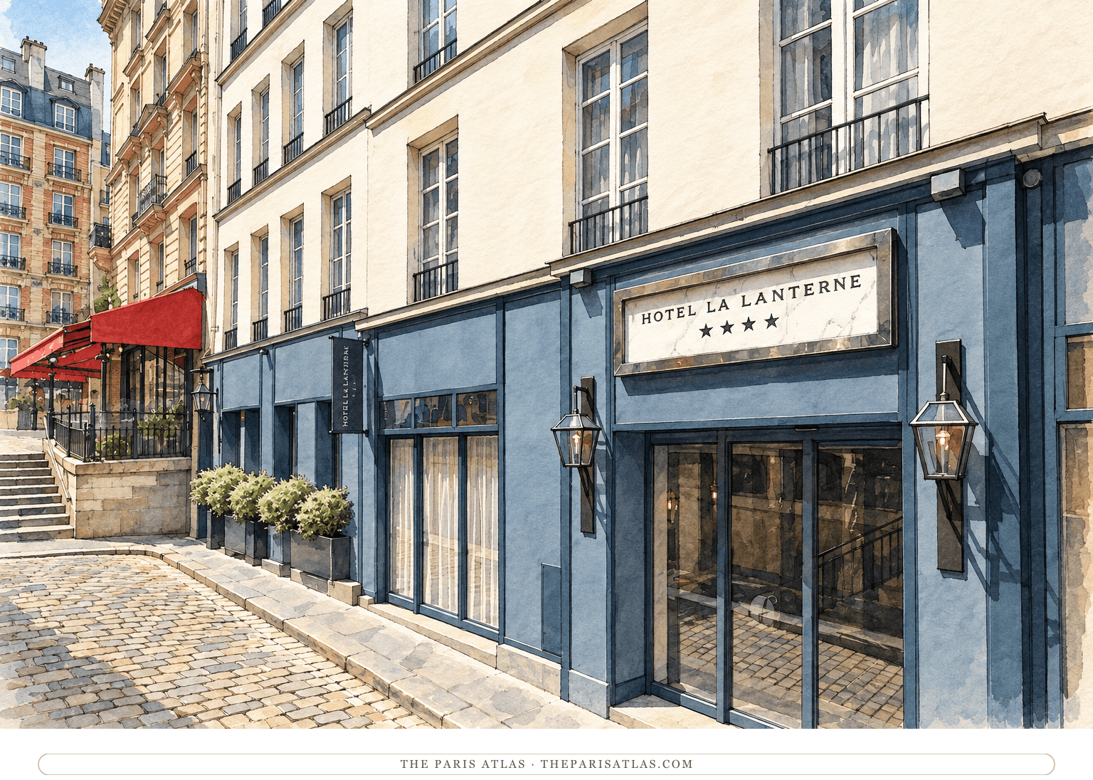 Reference-based illustration. The entrance at 12 rue de la Montagne Sainte-Geneviève.