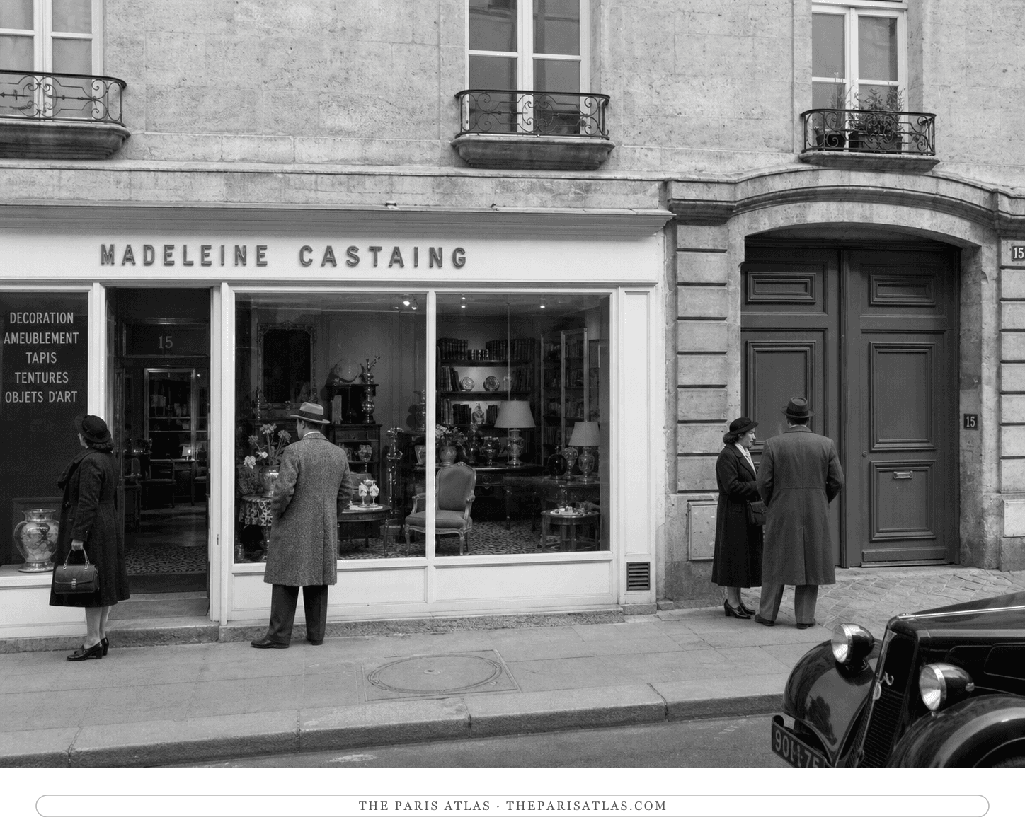 Black-and-white reconstruction of Madeleine Castaing's shop circa 1935