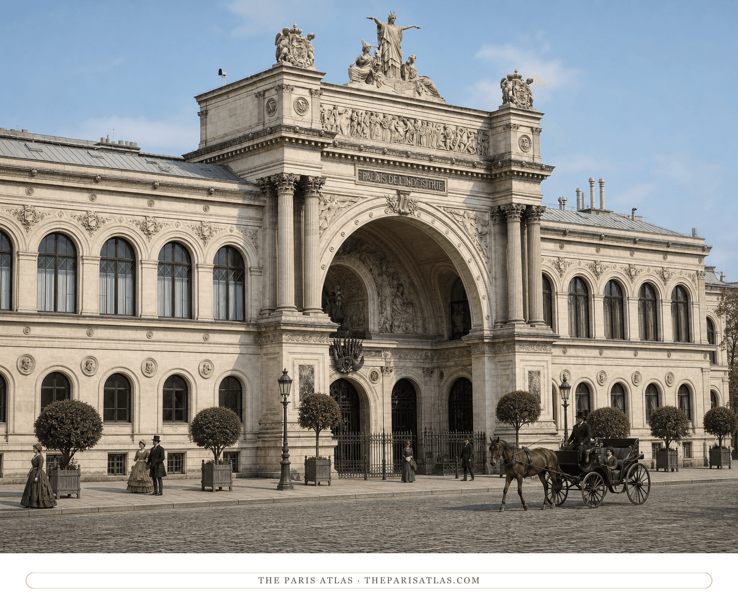 Colour photorealistic reconstruction of the Palais de l'Industrie around 1865