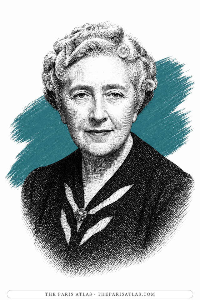 Illustrated portrait of Agatha Christie