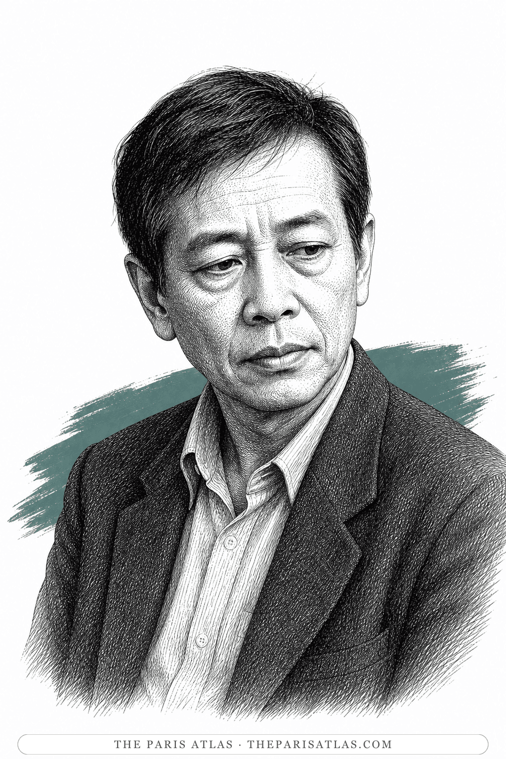 Illustrated portrait of Bảo Ninh