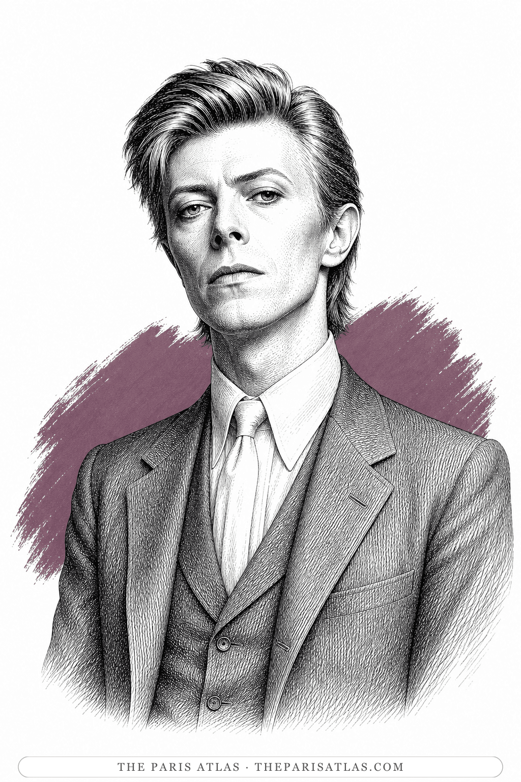 Illustrated portrait of David Bowie
