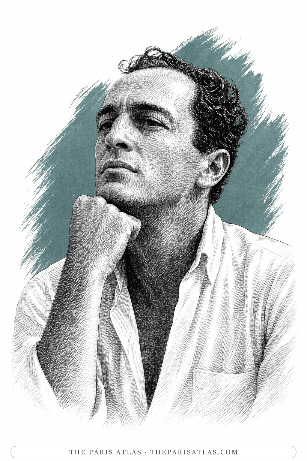 Illustrated portrait of Frank O'Hara