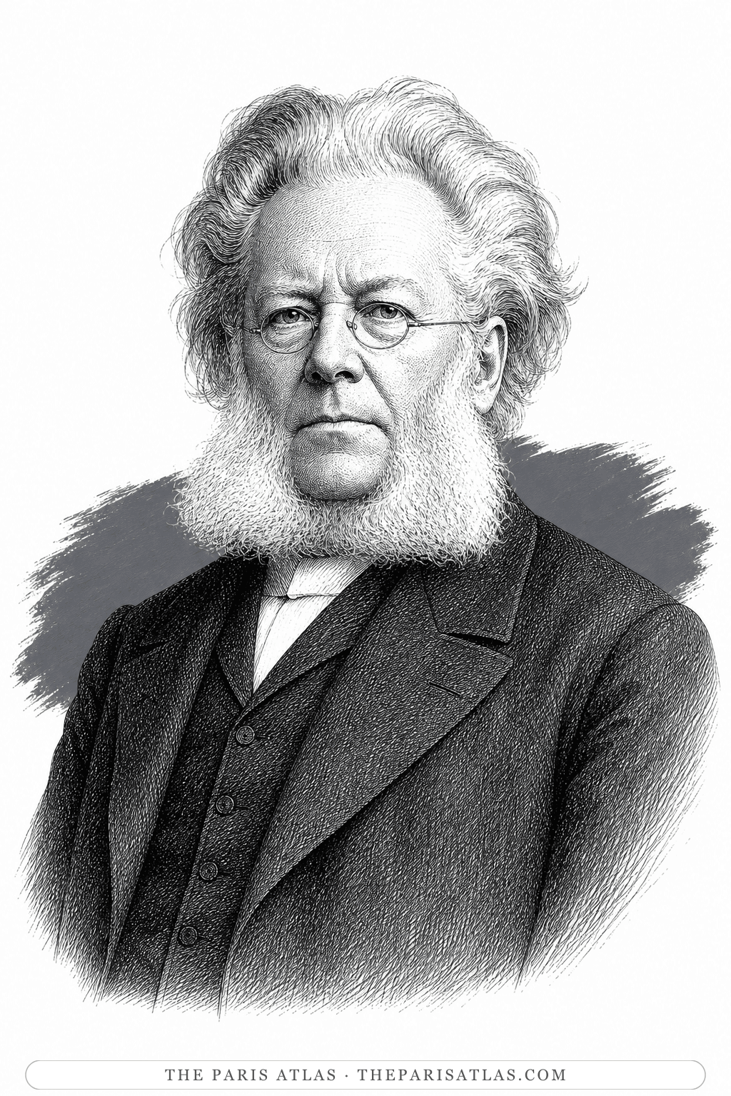 Illustrated portrait of Henrik Ibsen