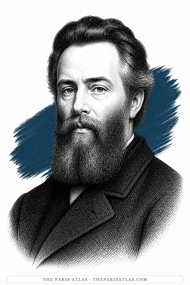 Illustrated portrait of Herman Melville