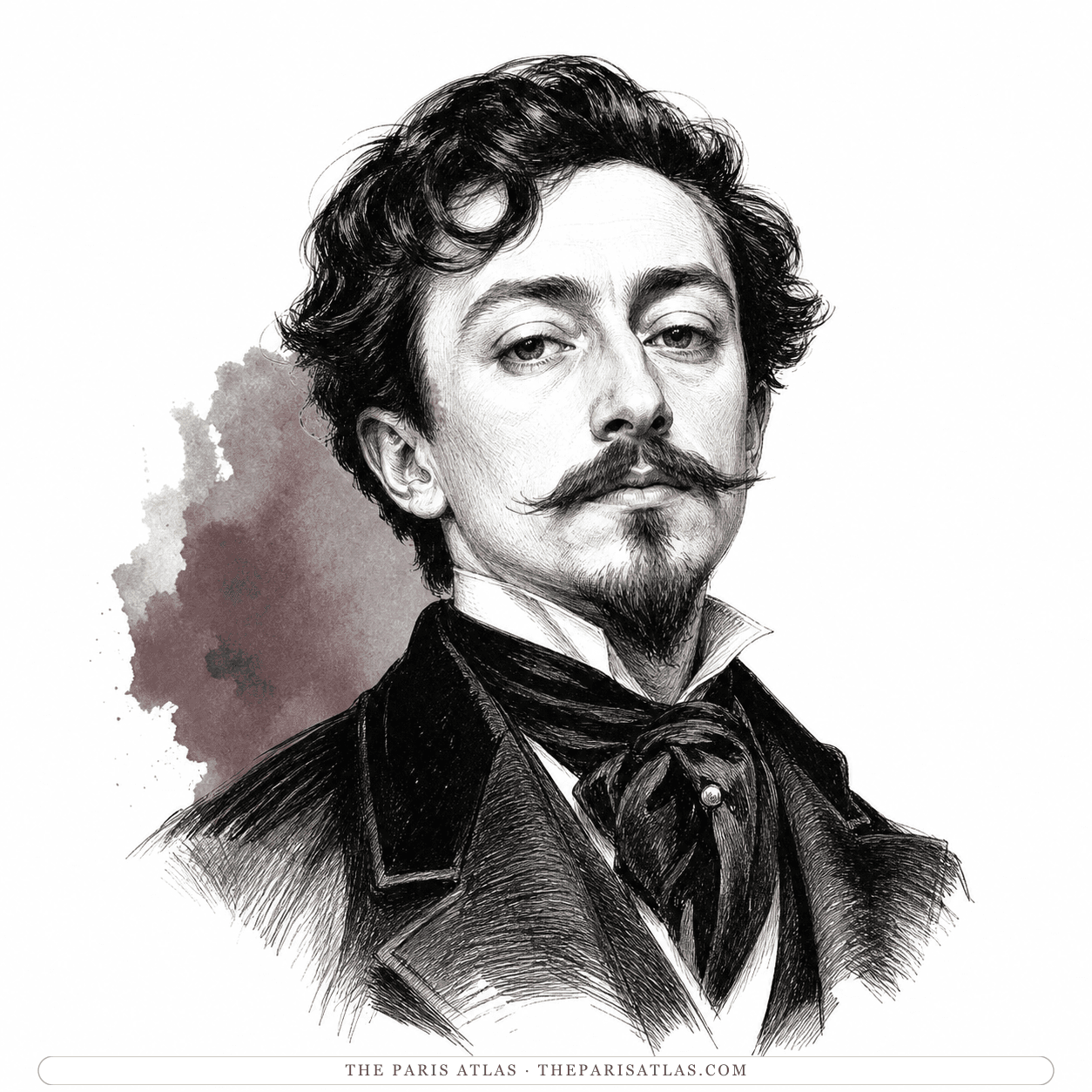 Ink illustration of Émile Goudeau