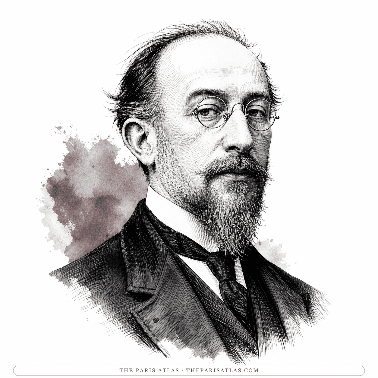 Ink illustration of Erik Satie