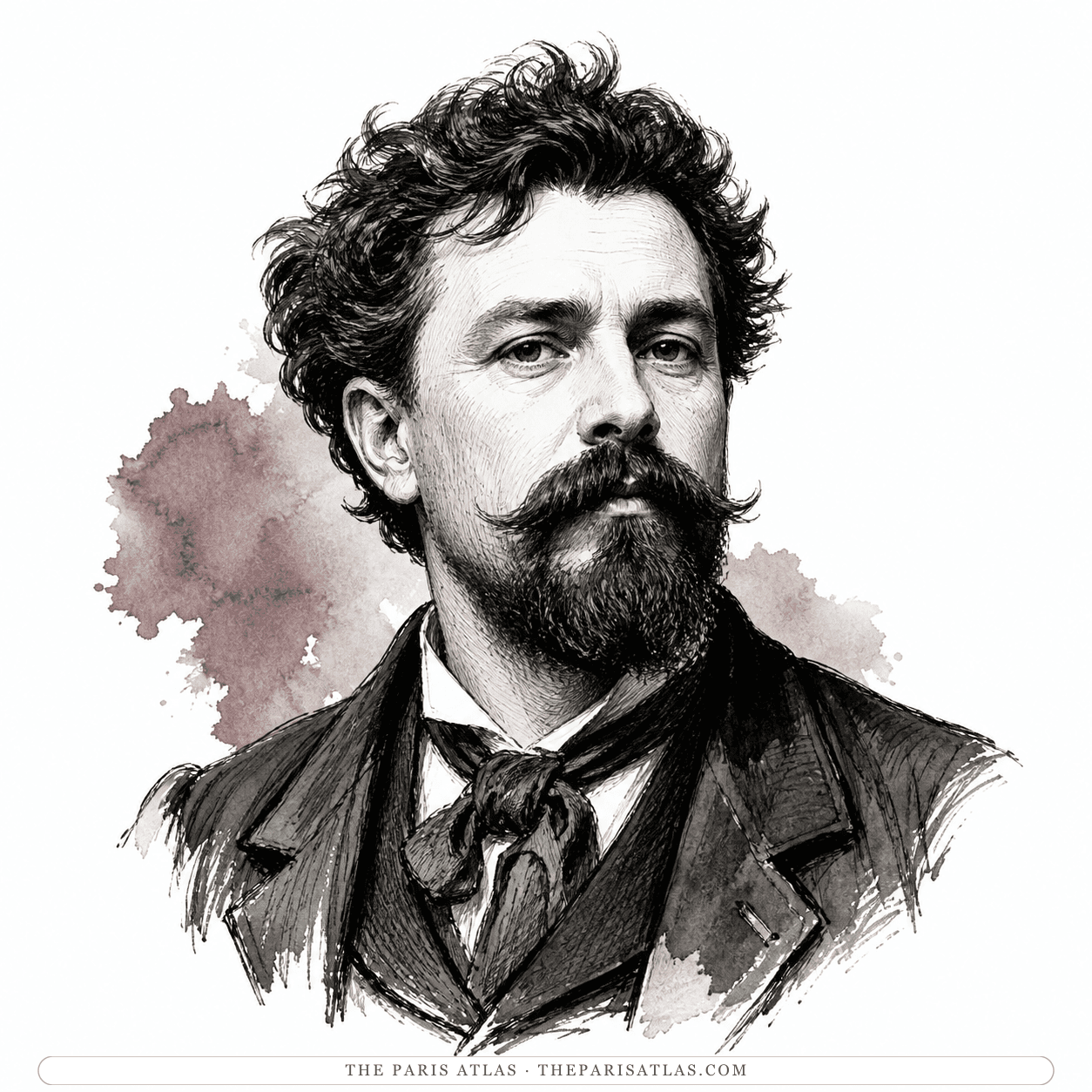 Ink illustration of François-Rupert Carabin