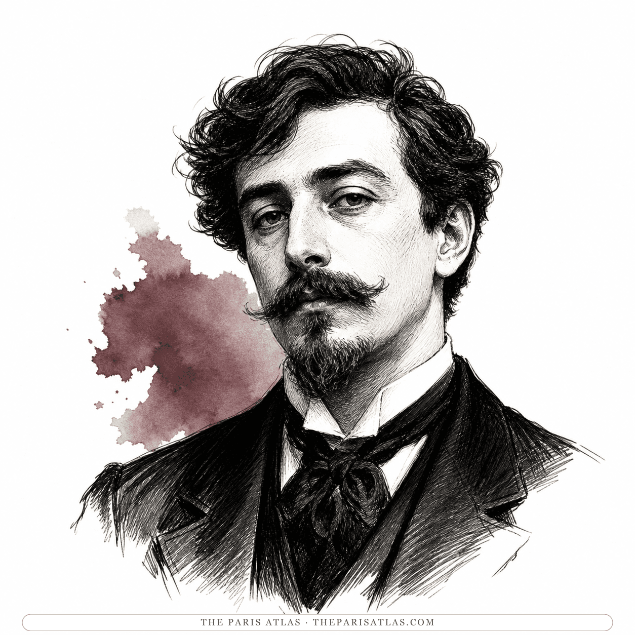 Ink illustration of Santiago Rusiñol