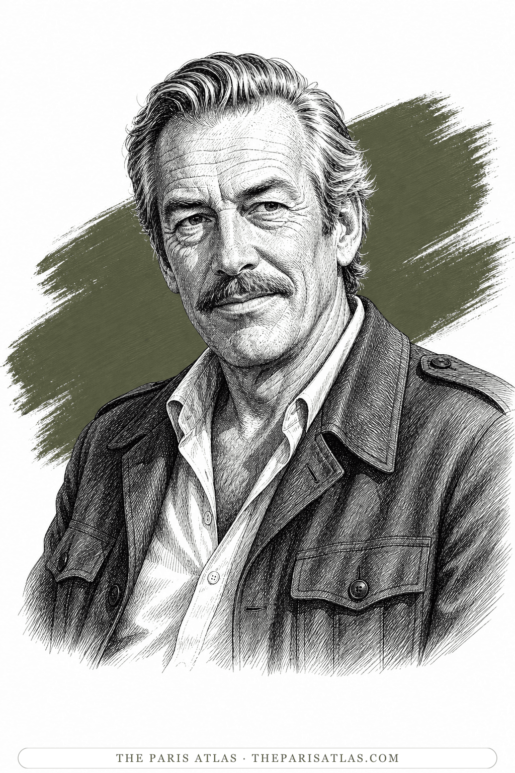 Illustrated portrait of John Huston