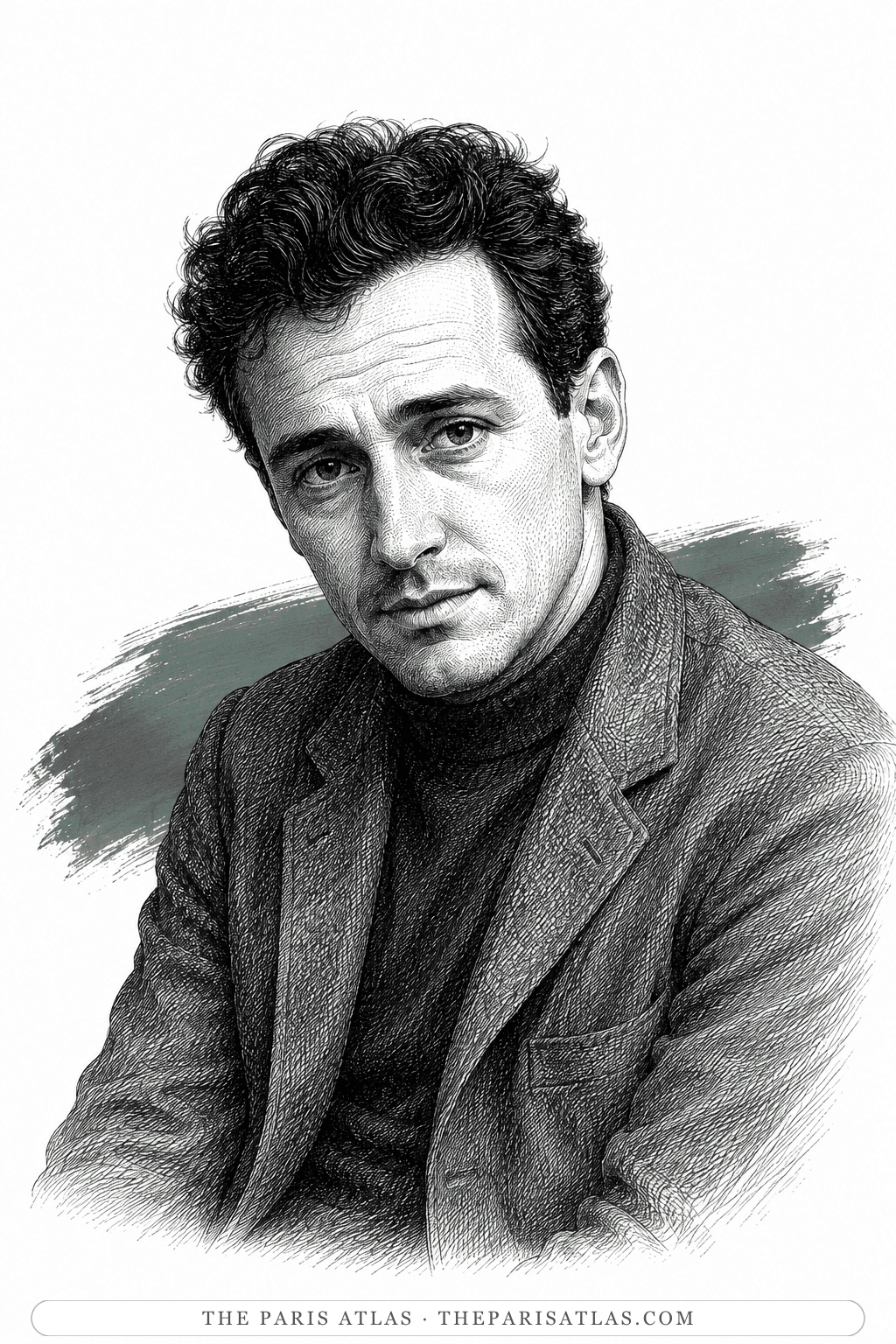 Illustrated portrait of Lawrence Ferlinghetti