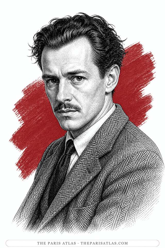 Illustrated portrait of Malcolm Lowry