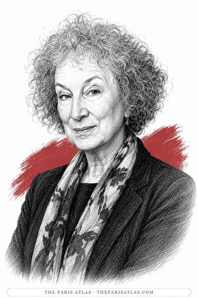 Illustrated portrait of Margaret Atwood