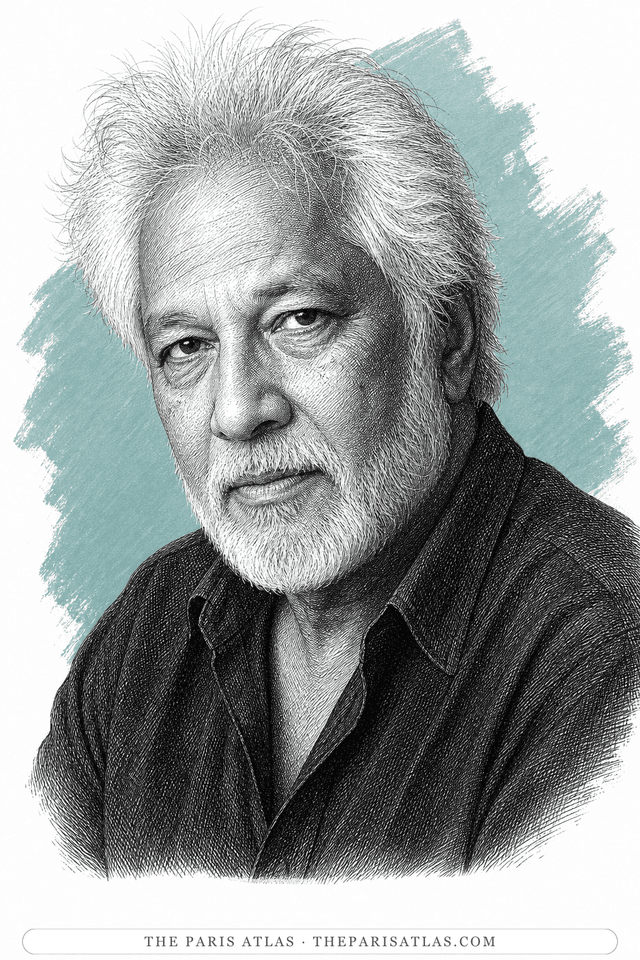 Illustrated portrait of Michael Ondaatje