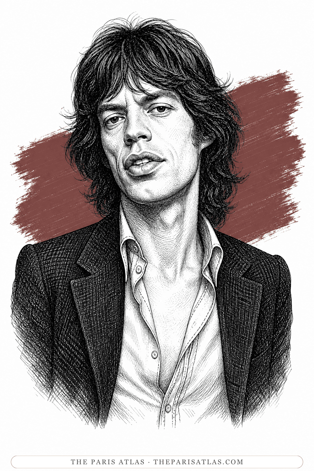 Illustrated portrait of Mick Jagger