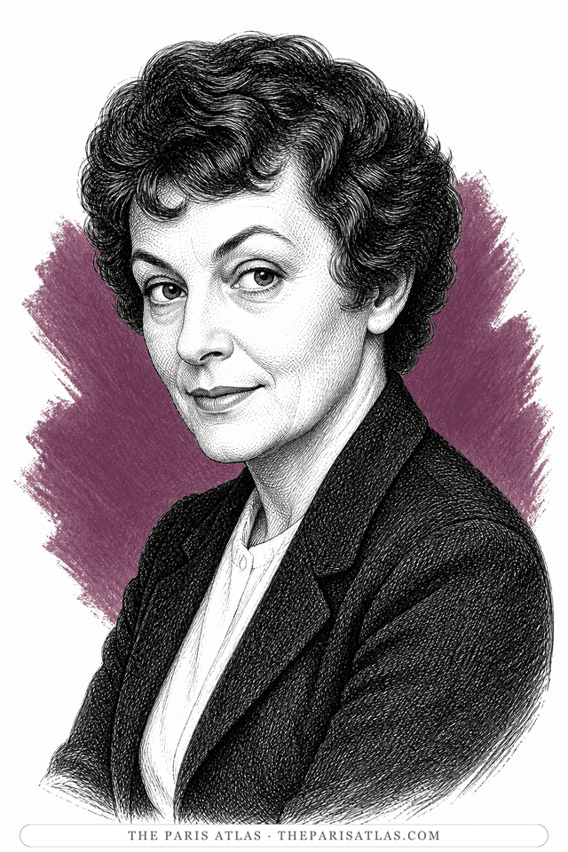 Illustrated portrait of Muriel Spark