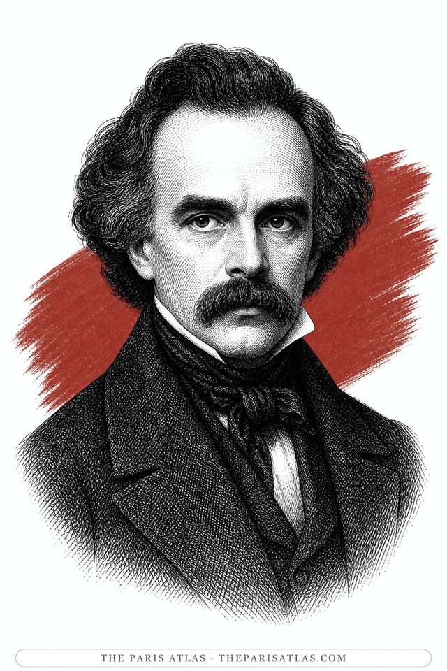 Illustrated portrait of Nathaniel Hawthorne