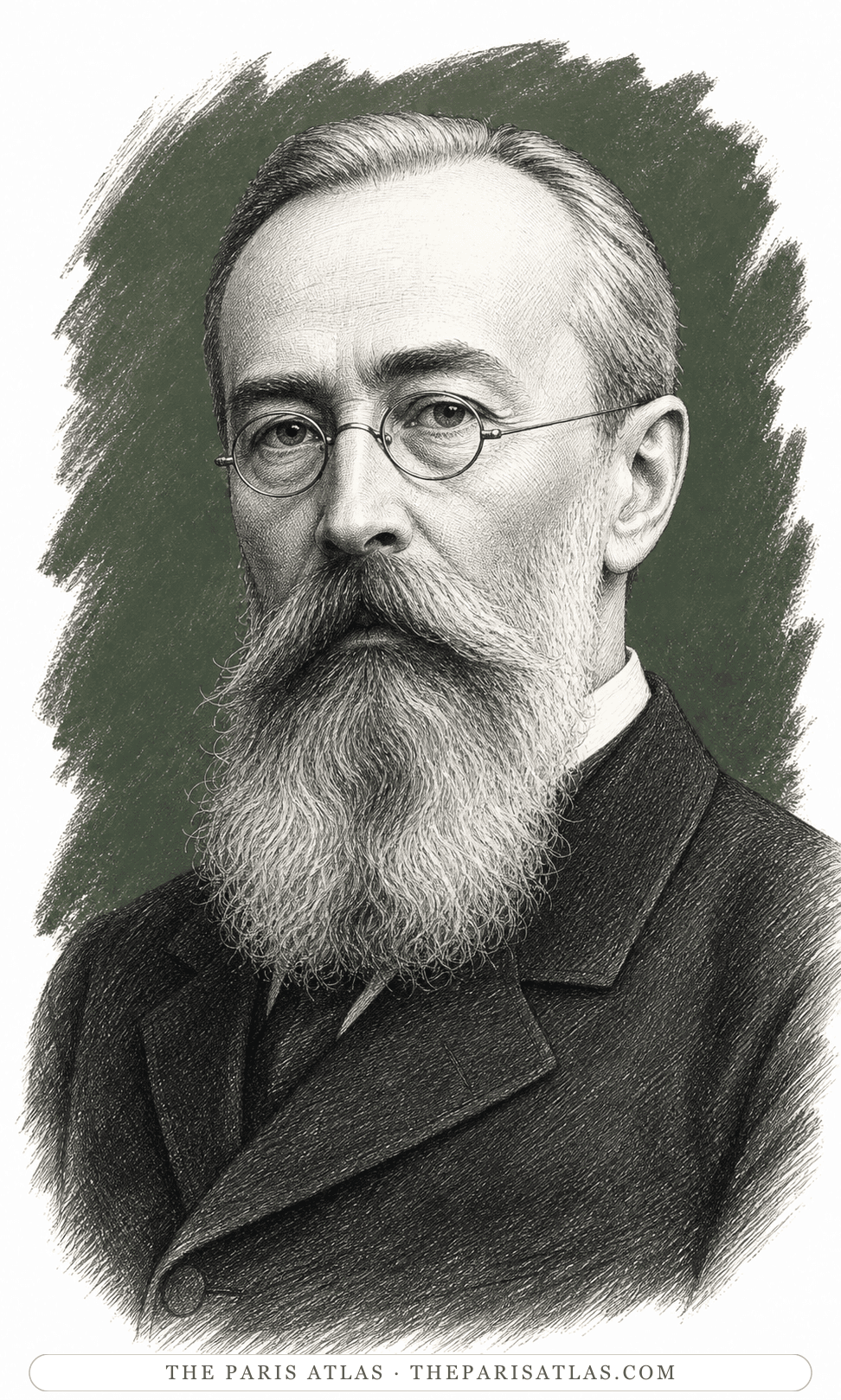 Illustrated portrait of Nikolai Rimsky-Korsakov