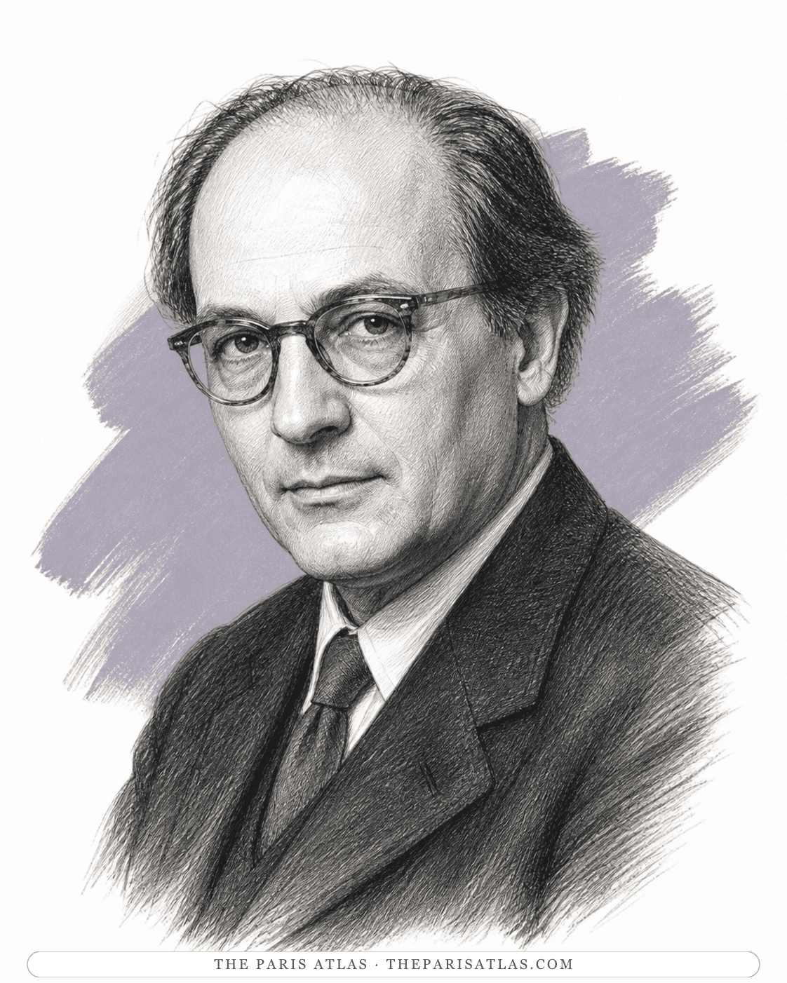 Illustrated portrait of Olivier Messiaen