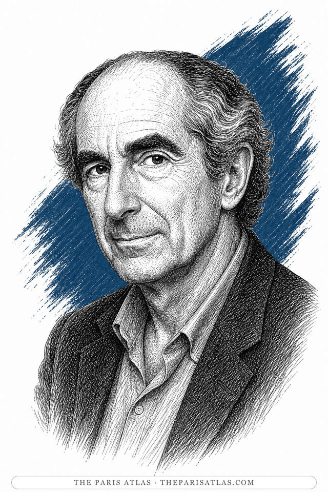 Illustrated portrait of Philip Roth