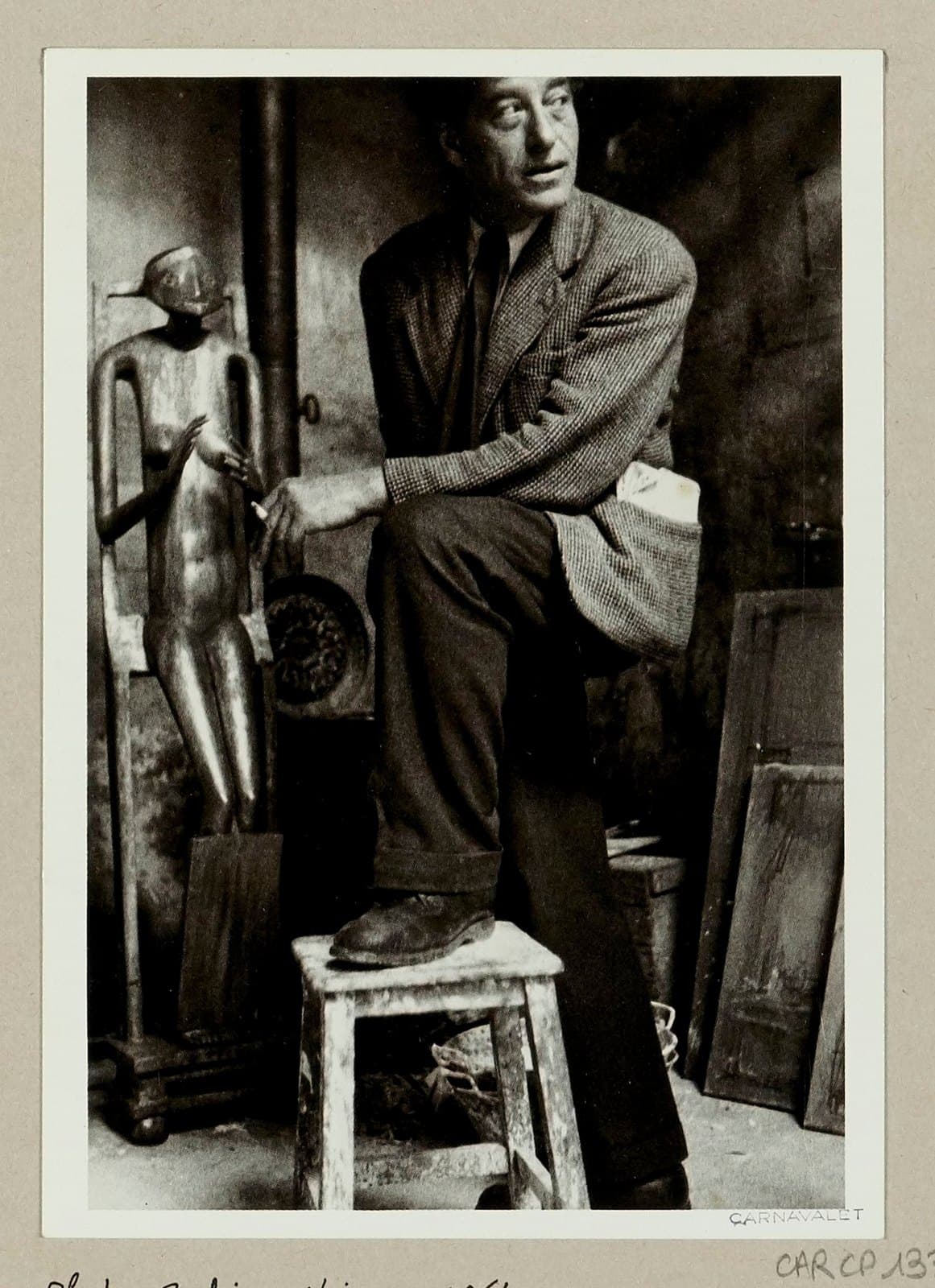 Alberto Giacometti photographed in his working clothes