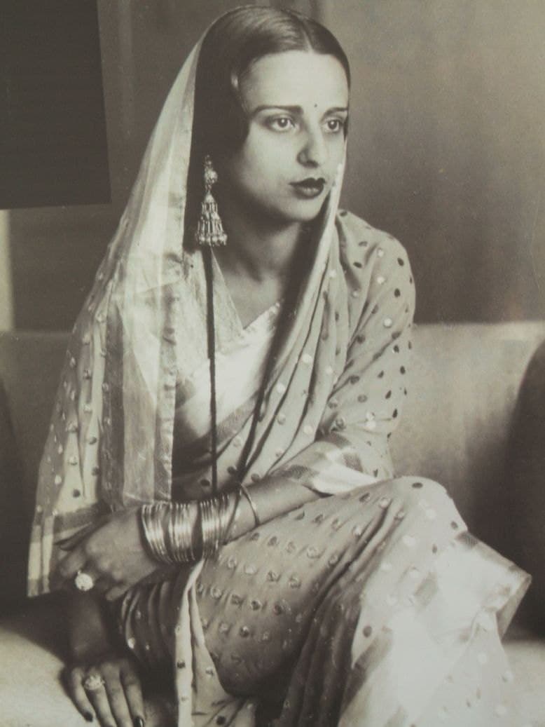 Amrita Sher-Gil wearing a sari in 1936
