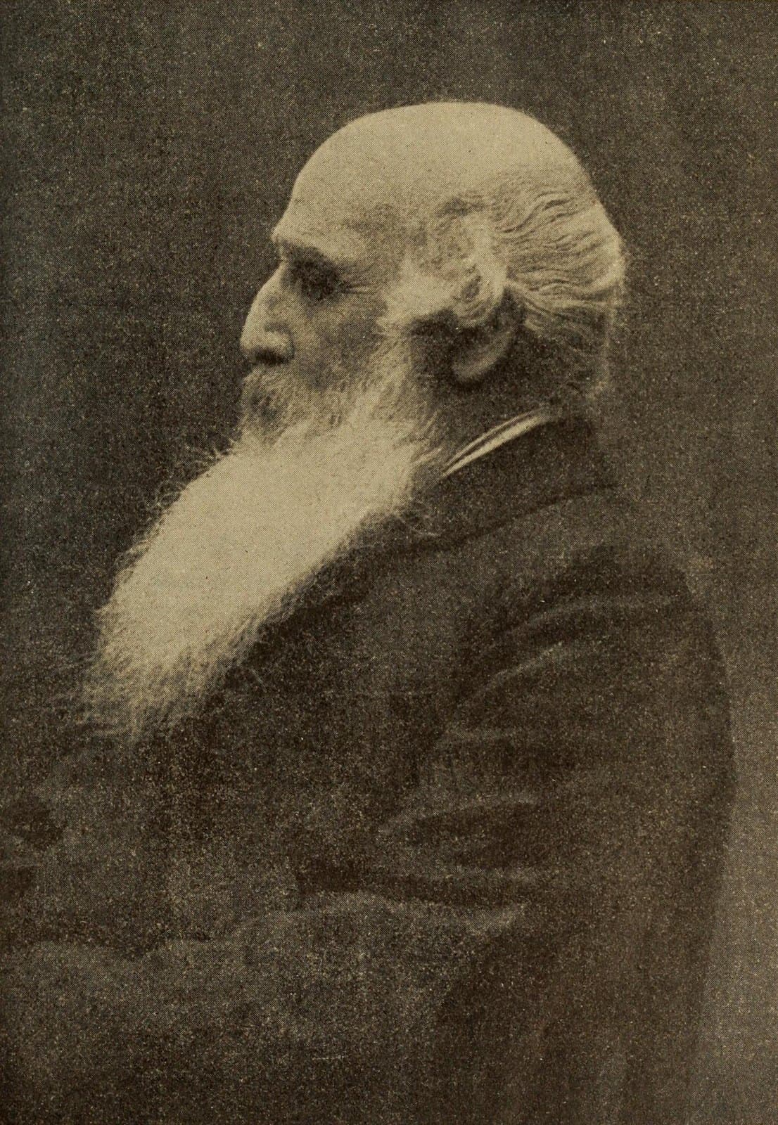 Camille Pissarro in right profile with a long white beard, around 1890.