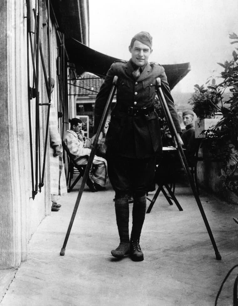 Ernest Hemingway recuperating in an American Red Cross hospital in Milan, 1918