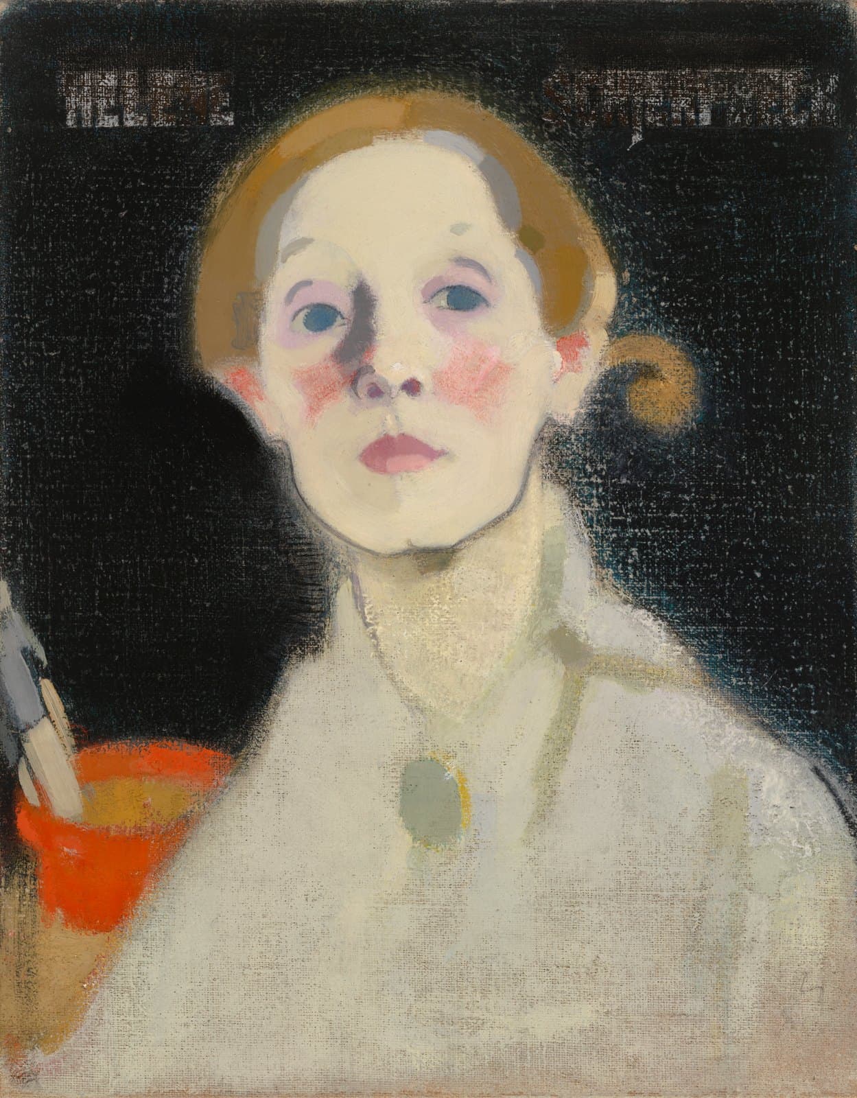 Helene Schjerfbeck's 1915 self-portrait against a black background