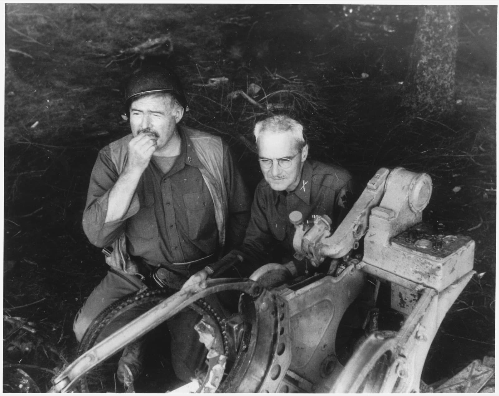 Ernest Hemingway with Colonel Buck Lanham in Germany, 1944