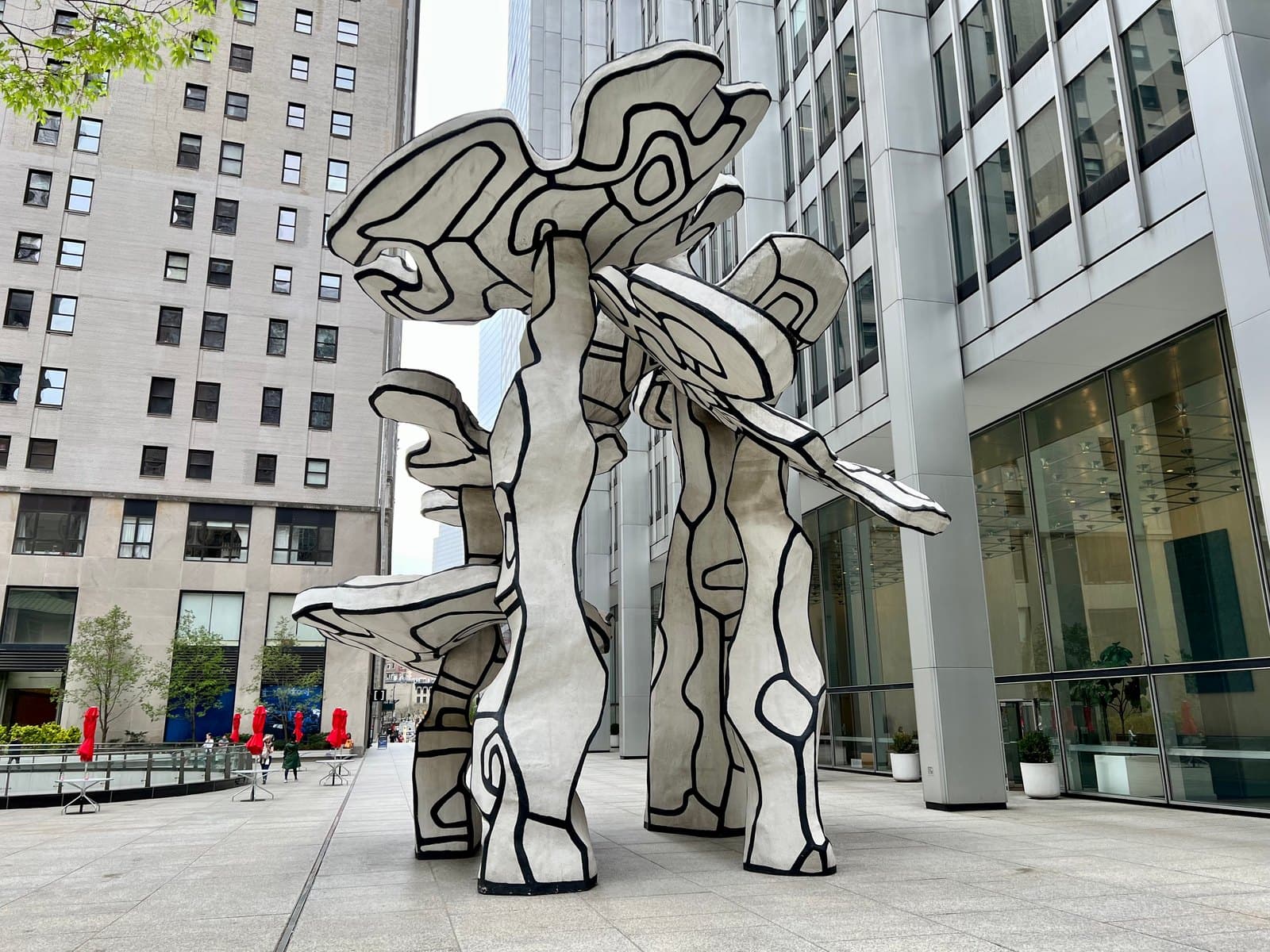 Jean Dubuffet's monumental black-and-white Group of Four Trees in Lower Manhattan