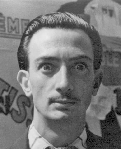 Man Ray and Salvador Dalí seated together in Paris, 1934, photographed by Carl Van Vechten