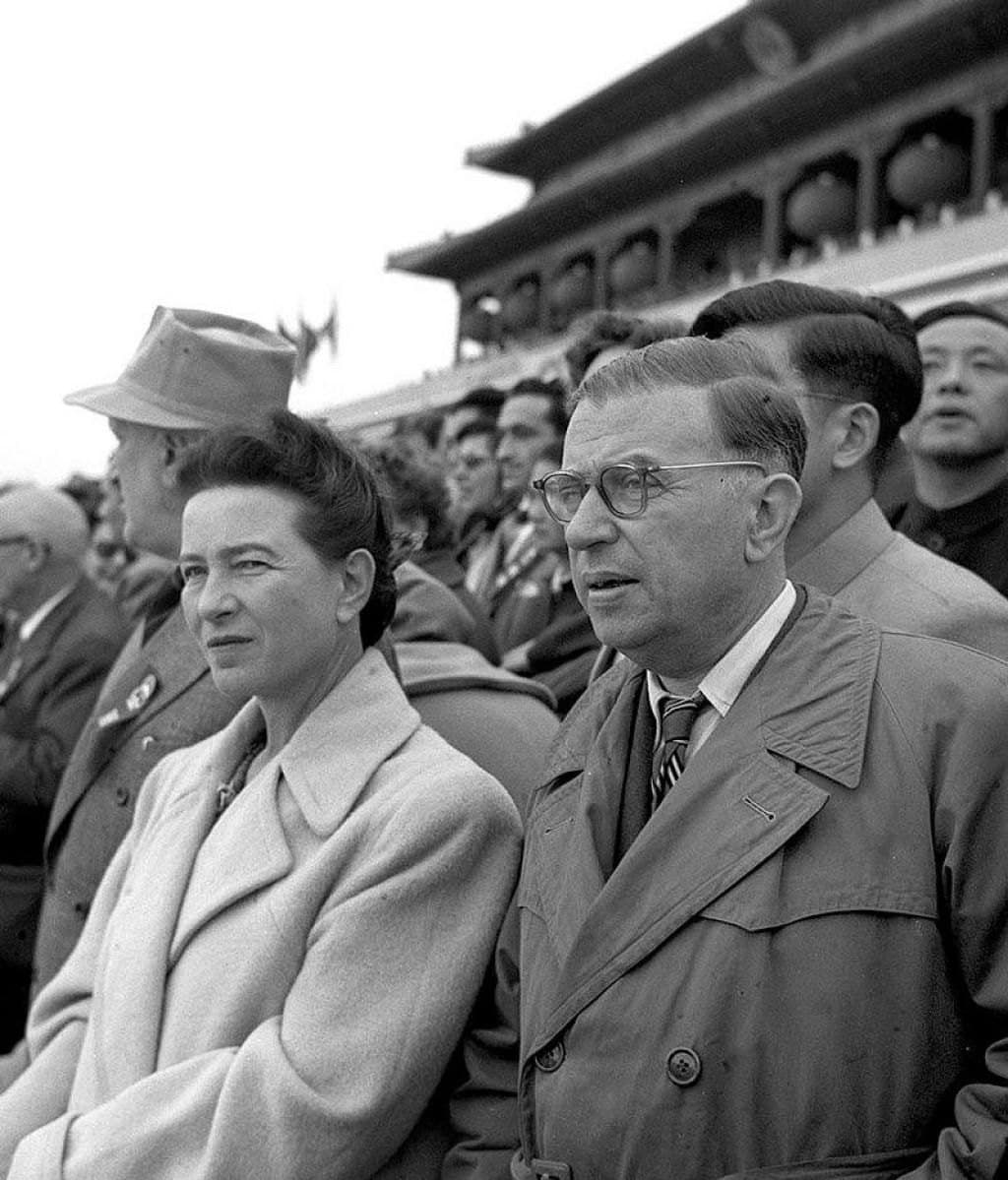 Jean-Paul Sartre and Simone de Beauvoir in Beijing in 1955