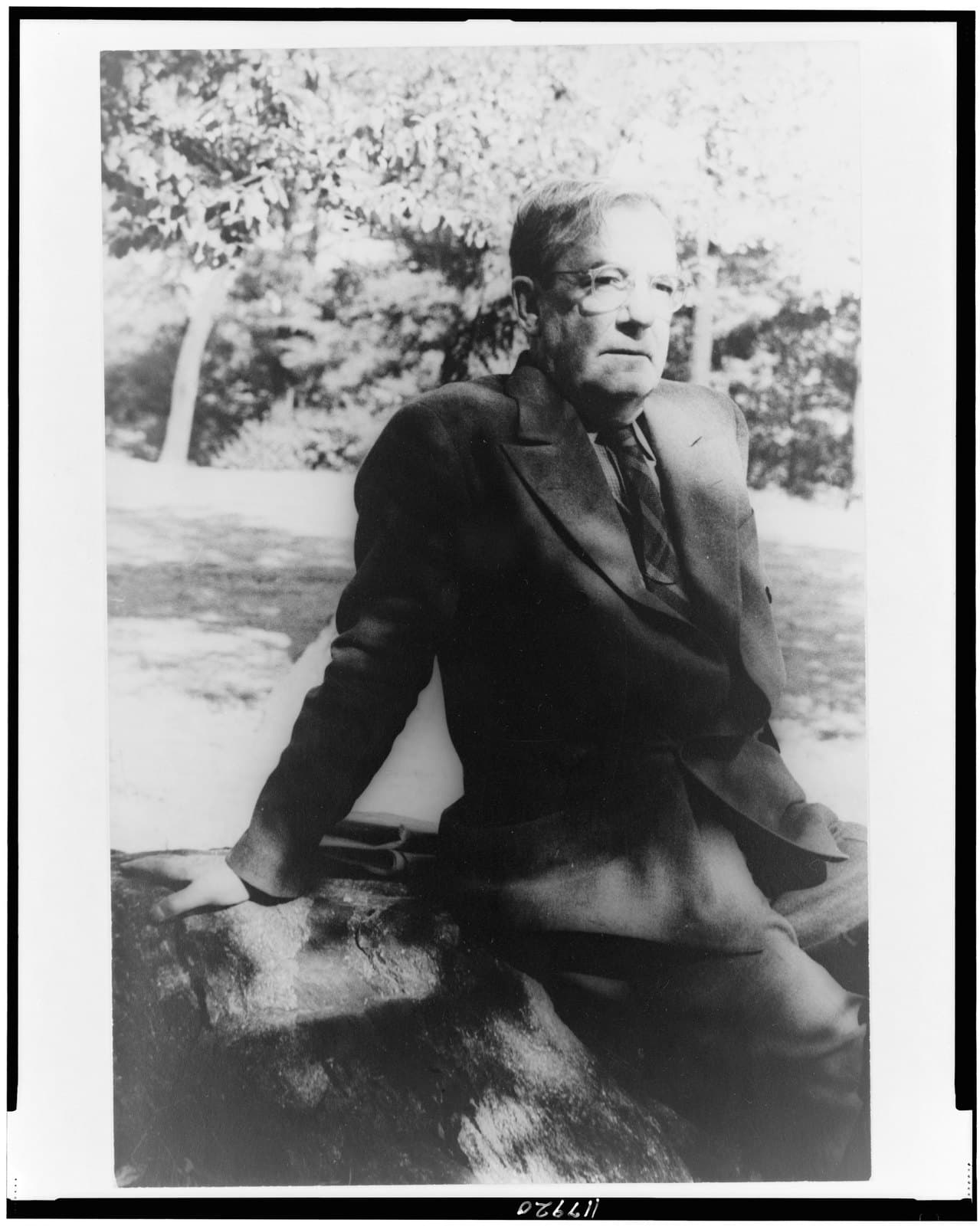 Sherwood Anderson photographed outdoors in Central Park in 1939