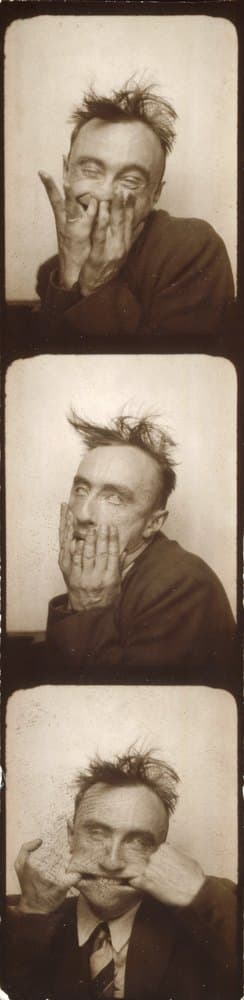 Four-frame photobooth self-portrait strip made by Yves Tanguy around 1929