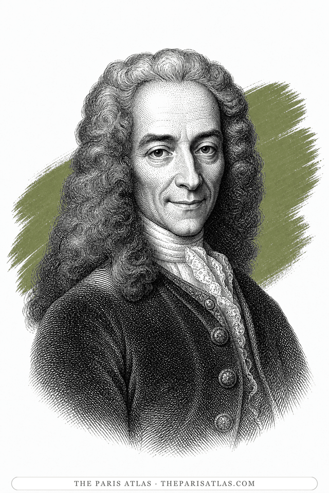 Illustrated portrait of Voltaire