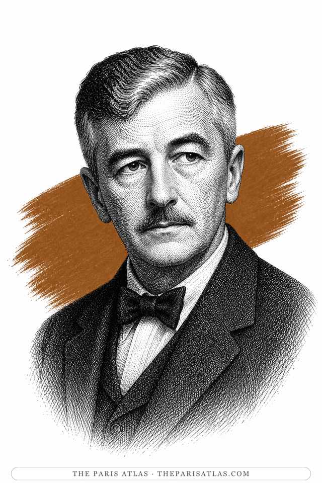 Illustrated portrait of William Faulkner
