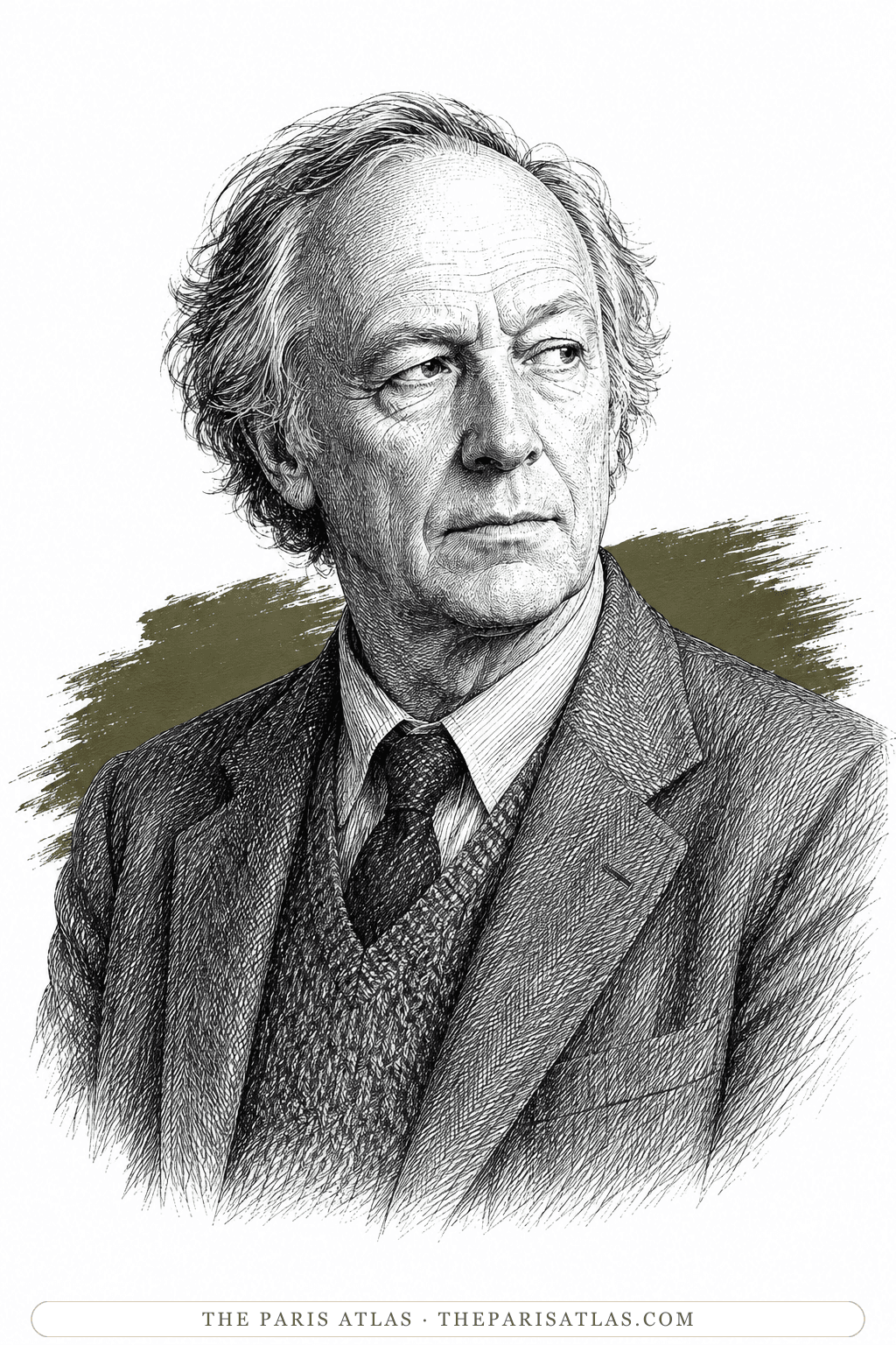 Illustrated portrait of William Golding